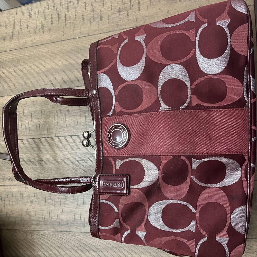 Red & Silver Authentic Coach Purse